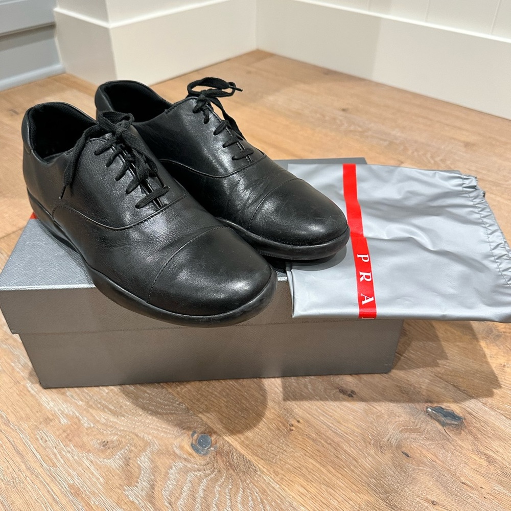 Men’s Prada Sport Black Shoes (Prada 7 1/2 = U.S. 8.5) with box and bag